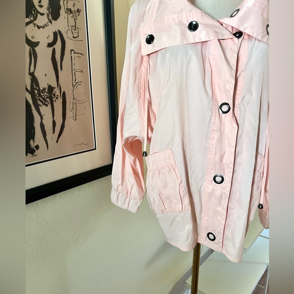 Viotto,Blush Peplum Windbreaker Jacket Lightweight Utility Snap-Front SIZE L - Picture 6 of 12